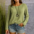 thumbnail image 5 of Fall Outfits for Women 2025, Yigetop Ladies' Fashionable Casual Regular Long Sleeved Round Neck Loose Solid Color Top T Shirt Womens Long Sleeve Tops Green L, 5 of 5