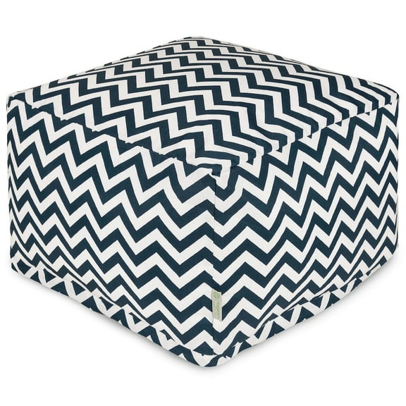 Majestic Home Goods Ottoman Pouf Chevron Navy