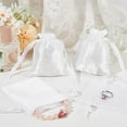 thumbnail image 4 of Satin Cloth Jewelry Pouches Bags Drawstring Bags Rectangle White 12x9~17x0.1cm 30pcs, 4 of 6