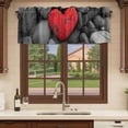 thumbnail image 6 of Red Love Heart Stone Curtain Valances for Windows, Kitchen Valance Window Treatments Panel 2 Pack, Mondern Abstract Art Stones Rod Pocket Short Curtains for Bathroom Bedroom 42 x 12 Inch, 6 of 8