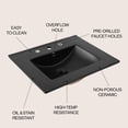 thumbnail image 5 of JONATHAN Y Ancillary 3-Hole 24 in. W x 18.25 in. D Classic Contemporary Rectangular Ceramic Single Sink Basin Vanity Top, Black, 5 of 8