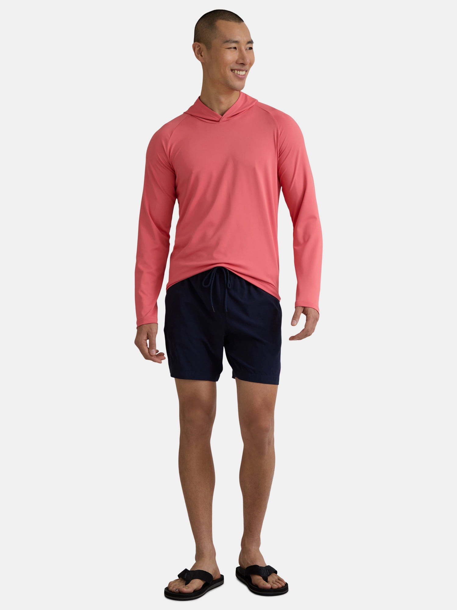 George Men's and Big Men's Hooded Sun Shirt with Long Sleeves, UPF 50+, Sizes S-3XL
