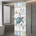 thumbnail image 3 of Ocean Turtle Privacy Window Film, Decorative Frosted Glass Window Film, Coastal Blue Starfish Shell Conch Wood Grain Reusable Peel and Stick Static Cling for Home Bathroom Office Glass Door 23.6"x59", 3 of 8