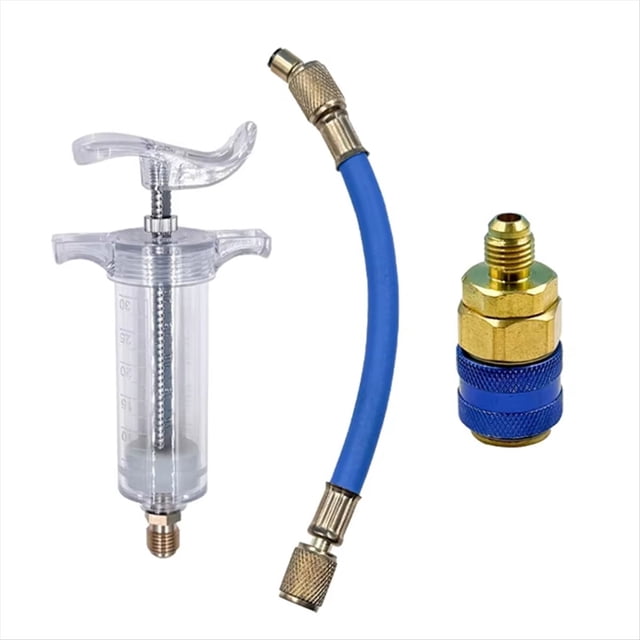 Inyector de Tinte de Aceite para Automóvil, 30 Ml, Manual, Adaptador de Acoplador de Tinte de Aceite SAE de 1/4 Pulgada para Aire Acondicionado de Automóvil, Vehículo y Hogar.