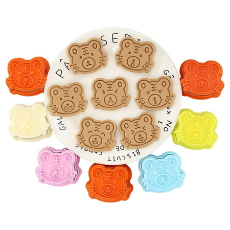 

Whigetiy 2022 New Year Zodiac Tiger Theme Shape Cookie Cutters and Stamper Cartoon Bakeware Tools Fondant Cake Mold Cake Decor