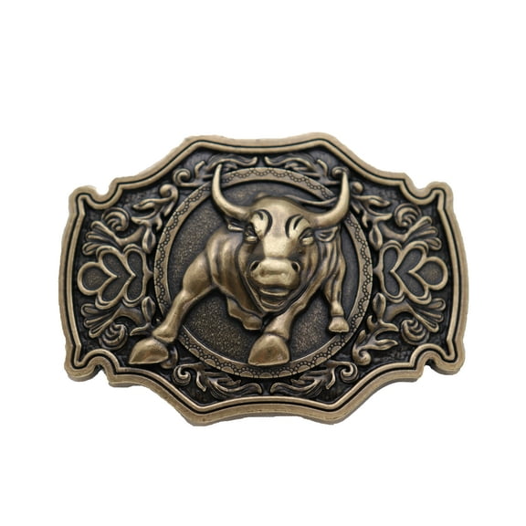 Men Antique Gold Metal Belt Buckle Cowboys Western Bull Rodeo