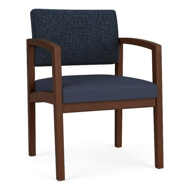 Pemberly Row Fauteuil d'Invité pour Réception et Salle d'Attente / Bois de Noyer / Bleu / Bleu