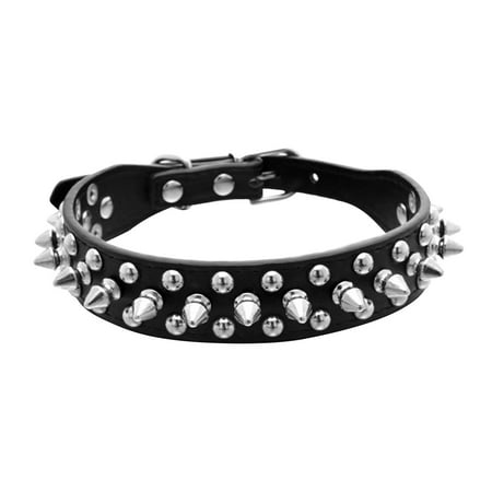 Spiked Leather Dog Collar Bullet Rivets Studded 1 Inch Width Stylish Leather Dog Collars for Medium & Large Dogs