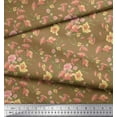 thumbnail image 3 of Soimoi Brown Rayon Fabric Leaves & Azalea Floral Decor Fabric Printed Yard 56 Inch Wide, 3 of 3