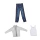 thumbnail image 4 of Figuras de acción 1:12, conjunto de camisa y pantalones , decoración de muñecas suaves, modelo, accesorios de disfraz, ropa corporal masculina azul rasgado, 4 of 8