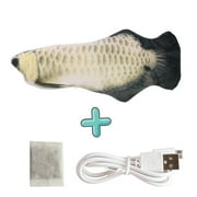 Cat Toy Simulation Fish Electronic Fish Catnip Toy Swing Catfish Toy USB Rechargeable Stirring Catfish Toy Silver Dragon Fish