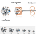 thumbnail image 2 of 6 Pairs Stud Earrings Set Clear Cubic Zirconia 316L Stainless Steel Earrings for Women Men 3-8mm(Rose gold), 2 of 6