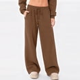 thumbnail image 2 of Nestiefly Wide Leg Sweatpants Women Fleece Sweat Pants Fall Spring Clothes 2026 Baggy Jogger Sweatpant with Pockets Coffee XL, 2 of 5