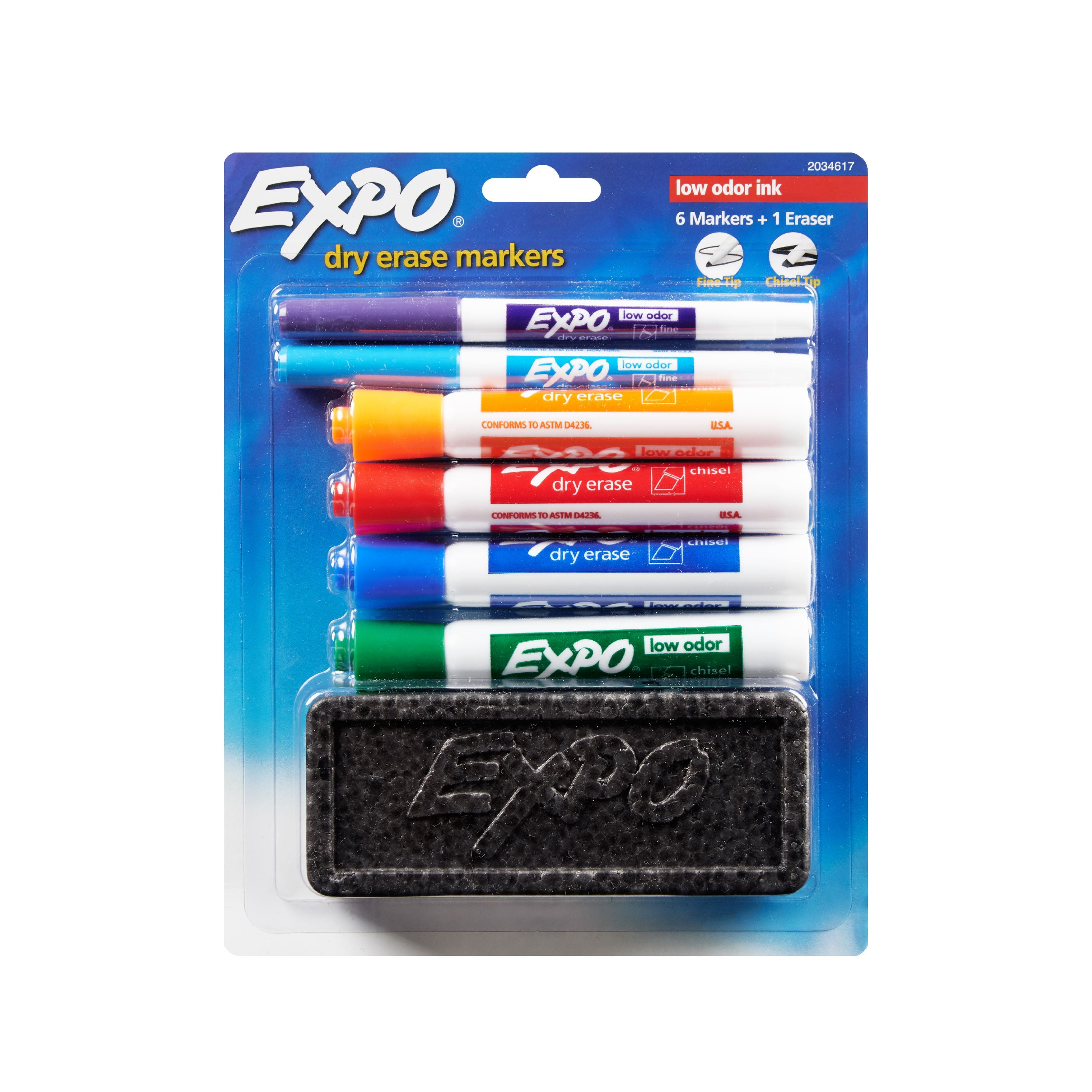 Expo Dry Erase Starter Set, 6 Chisel & Fine Tip Markers, Whiteboard