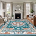 thumbnail image 3 of Turquoise Boho Area Rug 5x8 FT, Non Slip Bedroom Throw Carpet, Ethnic Aztec Southwest Abstract Pattern Washable Soft Floor Carpet Non-Shedding Rug for Living Room Nursery Dorm Office, 3 of 9