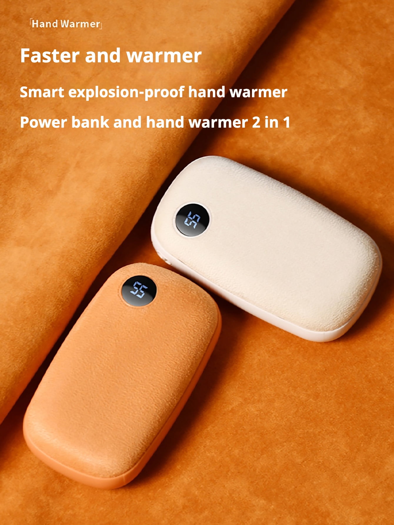 1PC Portable Hand Warmer with LED Display, Fast Heating USB Rechargeable Plush Handwarmer, Long-Lasting Battery, Compact Design for Outdoor Adventures, Ideal Christmas Gift