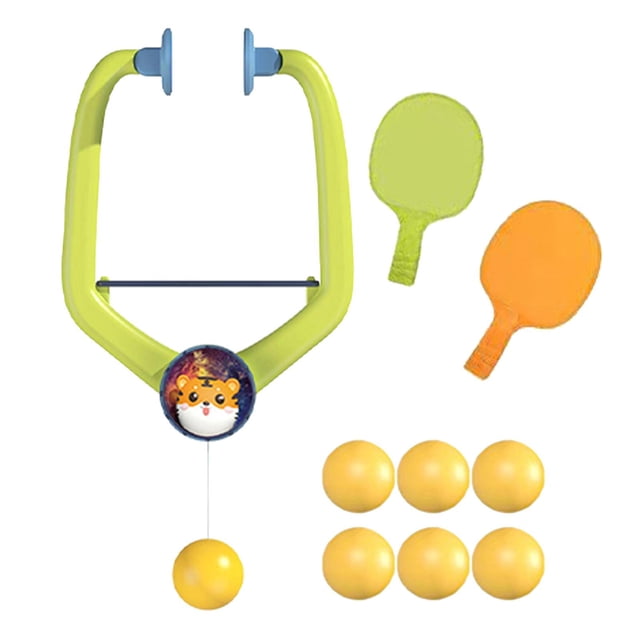 Entrenador de tenis de mesa colgante para interiores, juego de tenis de mesa colgante, práctica de coordinación ojo-mano, juego de paletas y pelotas Raquetas Solidas 6 Pelotas