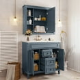 thumbnail image 4 of 36" Bathroom Vanity with Top Sink, Royal Blue Mirror Cabinet, Modern Bathroom Storage Cabinet with 2 Soft Closing Doors and 2 Drawers, Single Sink Bathroom Vanity, 4 of 11