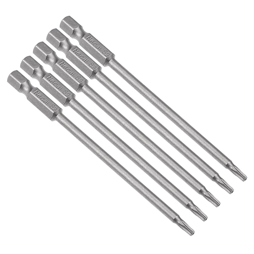 5pcs 1/4" Hex Shank T10 Security Torx Screwdriver Bits 100mm