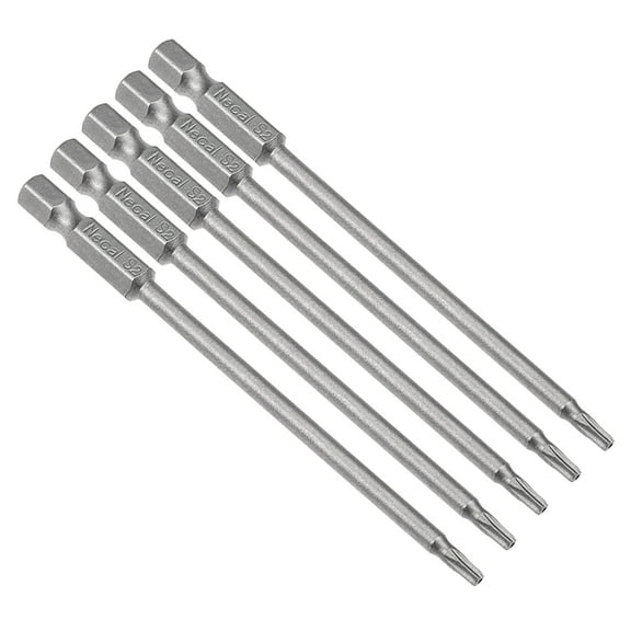 Unique Bargains S2 5pcs 1/4' Hex Shank T10 Magnetic Security Torx Screwdriver Bits 100mm Length