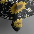 thumbnail image 3 of Black White Bee Heart Sunflower Pattern Rectangle Tablecloth 60"x84",Waterproof Polyester Rectangle Table Cloth, Wipeable Spillproof Polyester Tablecloth for Dining, Camping, Indoor and Outdoor, 3 of 5