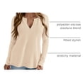 thumbnail image 4 of Remera PRETTYGARDEN de Manga Larga con Cuello en V y Tejido Waffle Beige Talle M, 4 of 6