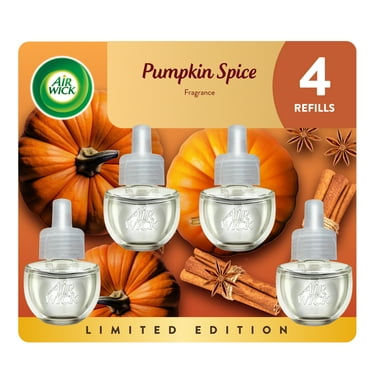 Air Wick Plug-in Fall Scented Oil Air Freshener Warmer Refills, Pumpkin Spice, 4 Count