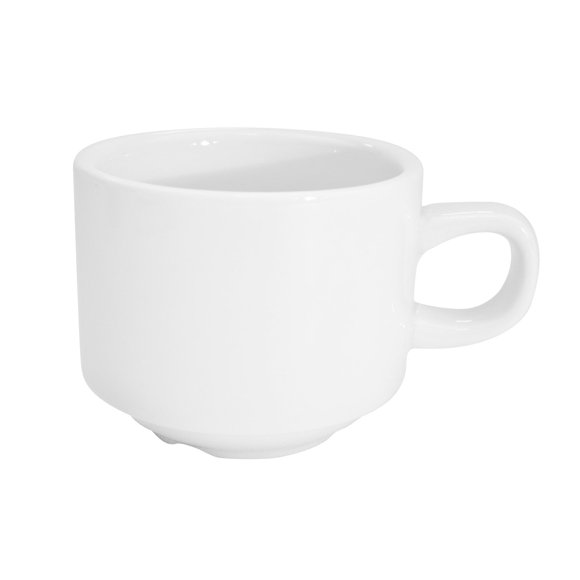 CAC China RCN-1-S Clinton Roulé Bord 3-1/2-Pouce Super Blanc Porcelaine Tasse d'Empilage, 8,5 Onces, Boîte de 36