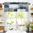 thumbnail image 3 of Navy Grey Abstract Art Valances for Windows White Graffiti Retro Gradient Rod Pocket Curtain Valance Window Treatment Short Curtains for Kitchen Living Room, 58"x16", 3 of 5