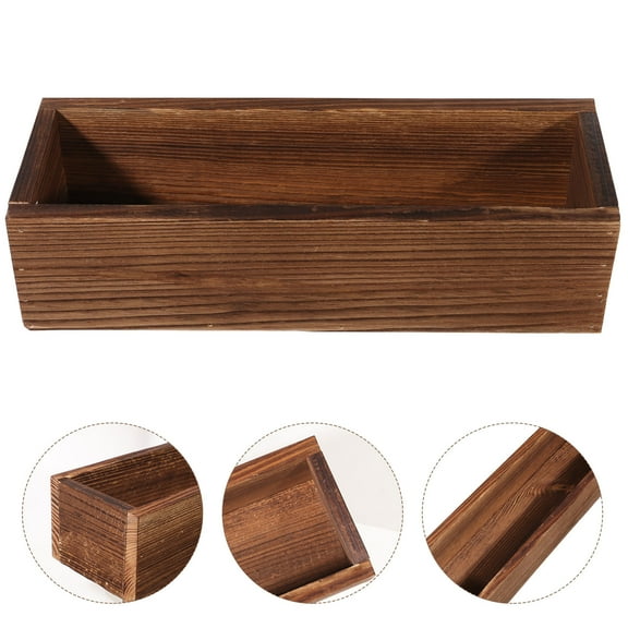 SHOWERORO 1 Set Rectangular Wood Planter Pot for Balcony and Patio Garden Lovers