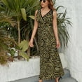 thumbnail image 4 of Maxi Dress Vintage Paisley Print Dress Woman Gold And Black Vintage V Neck Sleeveless Street Style Graphic Bohemia Long Dresses, 4 of 7