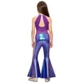 thumbnail image 2 of TiaoBug Sparkle Sequin Jumpsuit 70s Outfits for Girls Sleeveless Metallic Bell Bottom Romper Disco Dance Wear Blue 4, 2 of 8