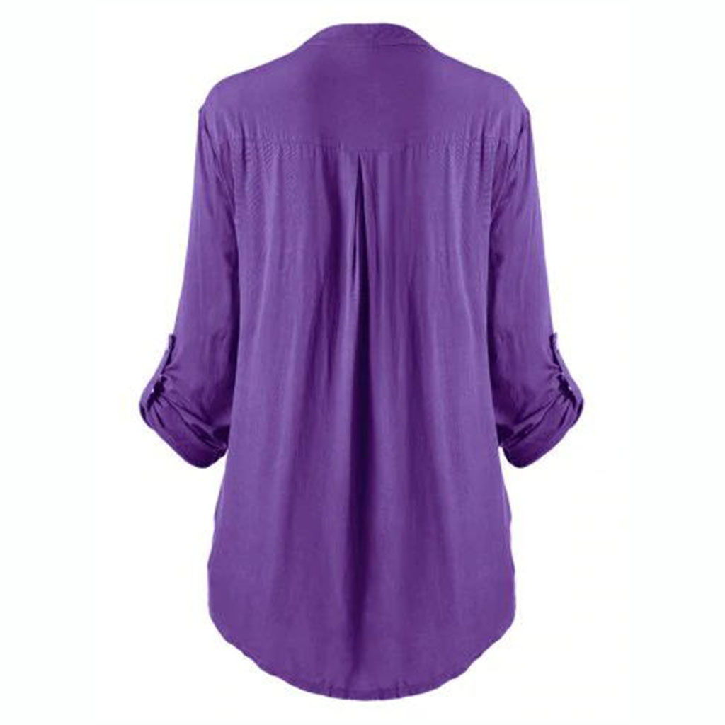 Women Button Lace V Neck Long Sleeve Shirt Blouse - Walmart.com