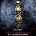 thumbnail image 3 of Haunted Hill Farm 3-Ft. Golden Skull Stack Prelit LED Resin Figurine, Indoor or Covered Outdoor Halloween Decoration, Plug-In, HHRS036-1SKL-GLD, 3 of 7