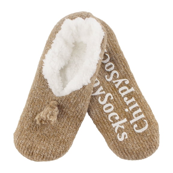 BambooMN Women's Fancy Yarn Slippers Non-Slip Cozy Lined - Brown - Medium - 1 Pair