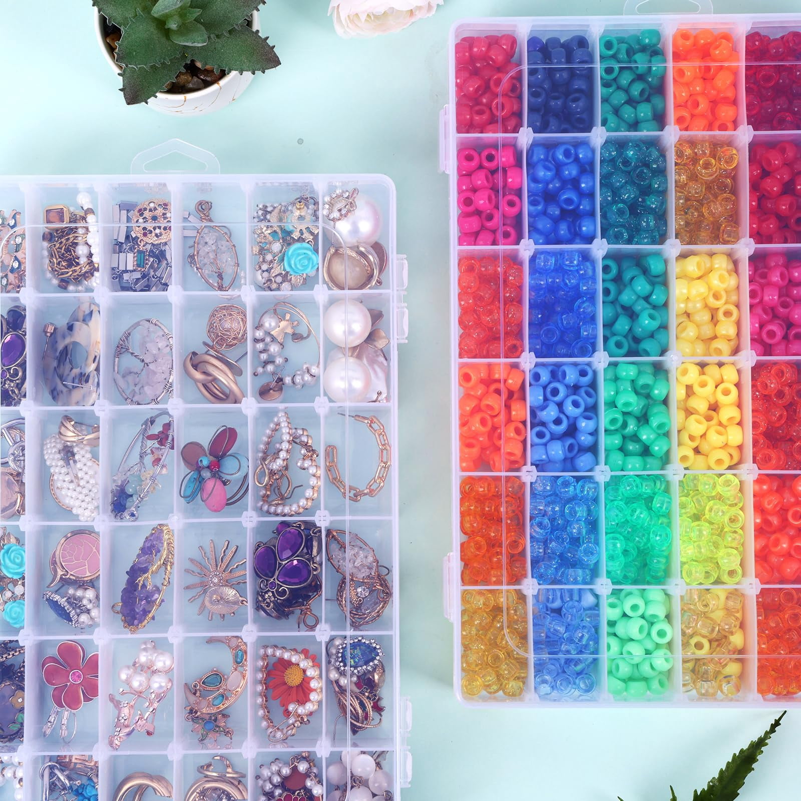 4 Pack 36 Grids Plastic Bead Organizer Box With Dividers  Clear Craft Tackle Parts Storage Containers Compartments For Fishing Art Diy 5 Sheets Label Stickers