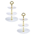 thumbnail image 1 of Oleegame 2PC Spoon And Lid Rest 3-Tier Cupcake Stand Cake Dessert Wedding Event Party Display Tower Plate Round White, 1 of 2