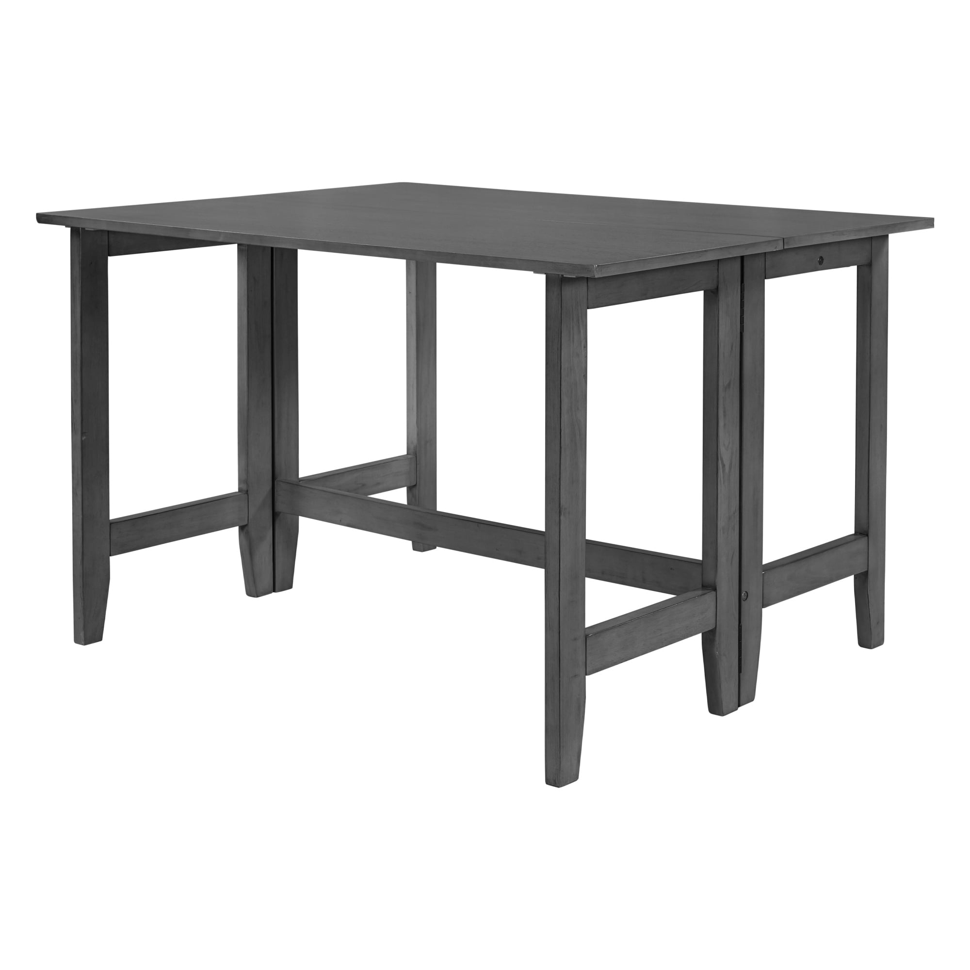 Euroco 47" Wood Extendable Dining Table for 4, Farmhouse Kitchen Table with Drop Leaf for Small Places, Dining Room, Living Room,Grey