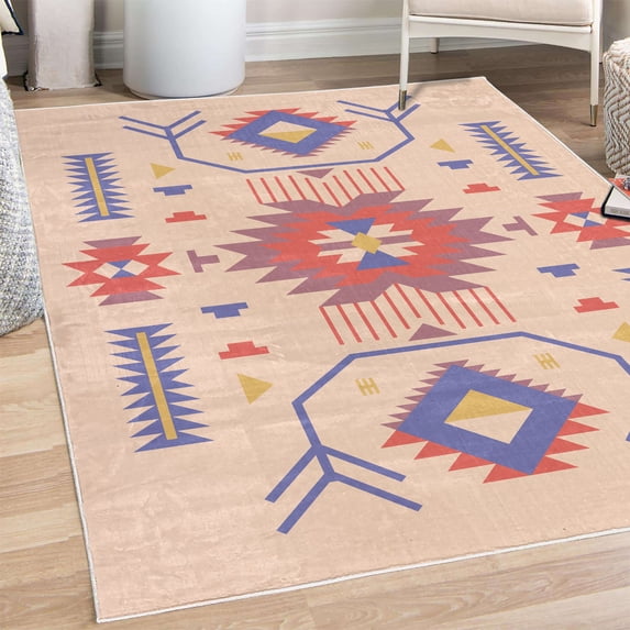 Southwestern Decorative Rug, Ethnic Illustration of a Zigzags Design Triangular Iconic Art Motifs, Quality Carpet for Bedroom Dorm and Living Room, 6 Sizes, Mauve Taupe, by Ambesonne