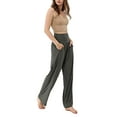 thumbnail image 3 of Liacowi Women Summer Casual Palazzo Pants Elastic High Waisted Wide Leg Long Lounge Trousers Solid Color Loose Flowy Beach Yoga Pants, 3 of 9