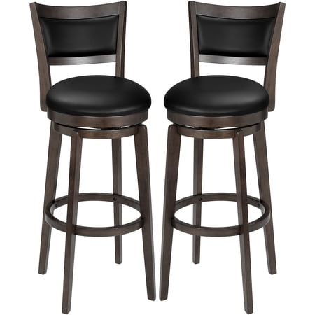 TrumanPick 34 Inch Counter Height Bar Stool, Set of 2 Swivel Barstools with High Back Chair Seat for Kitchen Island Dinning room, Black