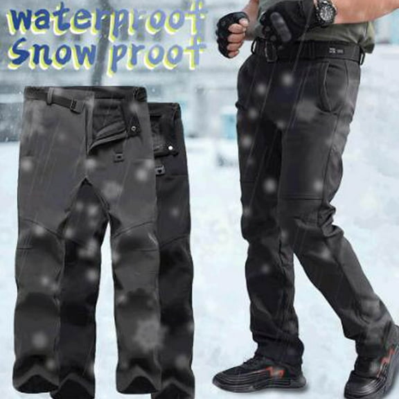 Nsxcdh Mens Windproof Hiking Pants Winter Fleece Lined,Multiple Zipper Pockets,Water Resistant Stretch for Ski Trek Camping,Winter