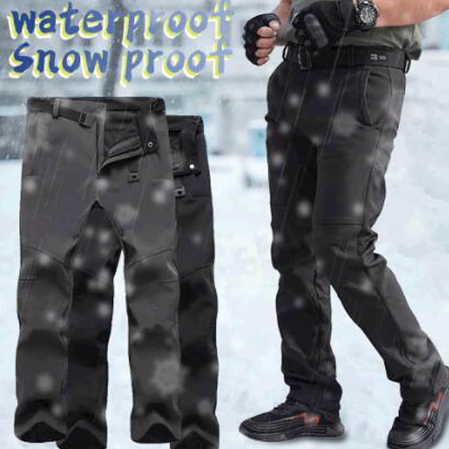 Fiudx Pantalones de Senderismo a Prueba de Viento, Diseño Cálido para Montañismo, Múltiples Bolsillos con Cremallera, Protección Contra El Frío, Actividades Al Aire Libre En Invierno, Moda Casual par