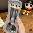 thumbnail image 1 of Crayon Shin-Chan Cartoon Spoon Stainless Steel Student-Specific Eating Fork Spoon Integrated High-End Portable Tableware, 1 of 7