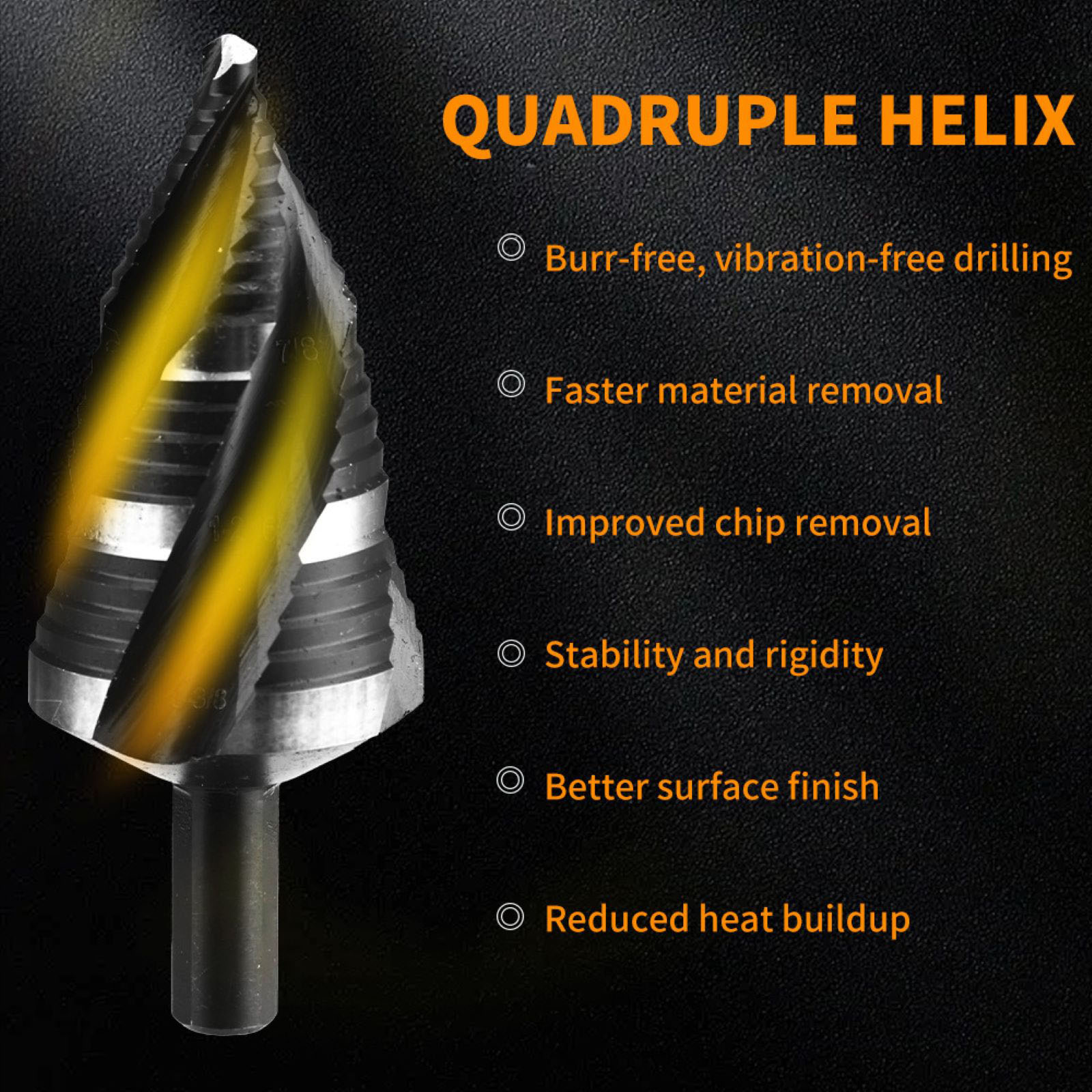 APPLAYERR Step Drill Bit Set Multi Size HSS 5Pcs 1/4” Hex 9mm Round for Metal Wood Plastic Durable Power Tools