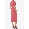 thumbnail image 4 of TheMogan Robe Midi Moulante Crayon en Coton Extensible à Manches Courtes et Encolure Carrée pour Femmes P-TG, 4 of 6