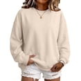 thumbnail image 7 of Hearthz Womens Crew Necks Sweatshirts Solid Color Drop Shoulder Long Sleeve Pullover Top Fall Winter Athletic Workout Oversized Sweatshirt for Women Beige XXL, 7 of 7