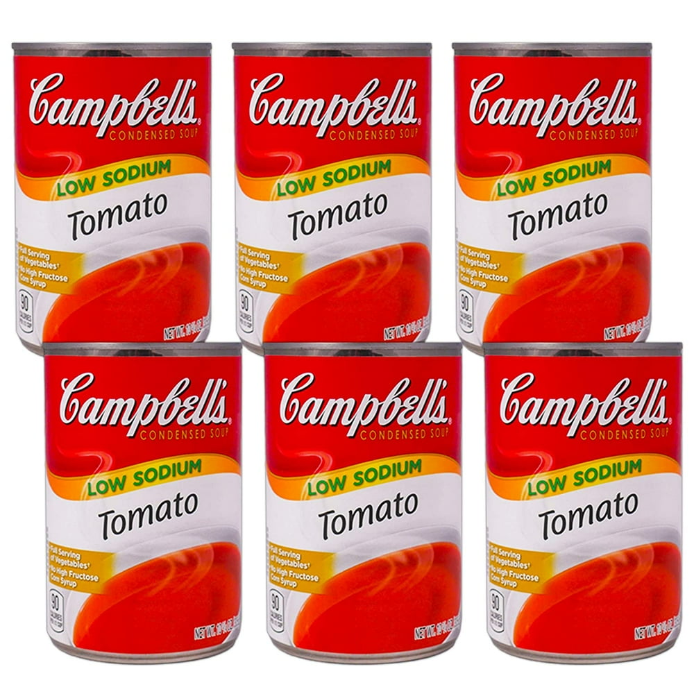 Campbells Tomato Soup Less Sodium, Condensed, 10.75 Oz Can, Pack Of 6