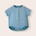 thumbnail image 2 of KPOPLK Baby Boy Clothes Infant Summer Casual Cartoon Print Romper Toddler Baby Plain Short Sleeve Bodysuit Jumpsuit Size 3-6 Months,Blue, 2 of 6