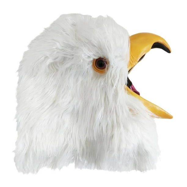 Máscara de cabeza de águila calva, accesorio de látex para fiesta, disfraz de Halloween para disfraces Boca abierta